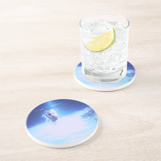 Surfende große Wellen-Untersetzer Sandstein Untersetzer (Seite)