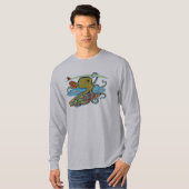 Surfende Halloween-Krake T-Shirt (Vorne ganz)