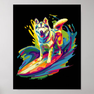 Surfende Husky Poster