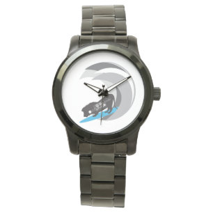 Surfende Löwe-weiße Uhr