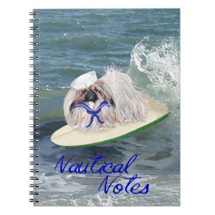 Surfende Pekingese-Hund Notizblock