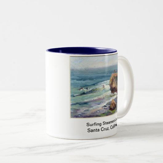 Surfende Santa- CruzTasse Zweifarbige Tasse (VorderseiteRechts)