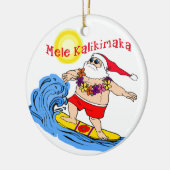 Surfende tropische hawaiische Weihnachtsverzierung Keramik Ornament (Links)