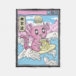 Surfender Axolotl trinkt Nana-Milch Kawaii Anime V Fleecedecke