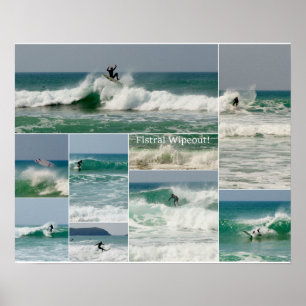 Surfender Fistral Newquay Cornwall Wipeout Poster