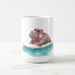 Surfender Flusspferd Bikini auf Surfbrett Kaffeetasse