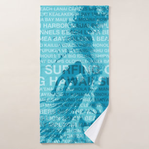 Surfender grüner Raumhawaiischer Surfer Hawaiis - Badhandtuch Set