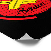 Surfender Hai isst Pepperoni-Pizza Poster (Ecke)
