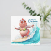 Surfender Hippo Bikini Weihnachten (Stehend Vorderseite)
