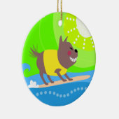 Surfender Hund Keramik Ornament (Rechts)