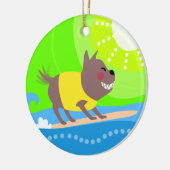 Surfender Hund Keramik Ornament (Links)