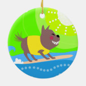 Surfender Hund Keramik Ornament (Hinten)