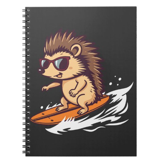 Surfender Igel mit Sonnenbrille Notizblock (Vorderseite)