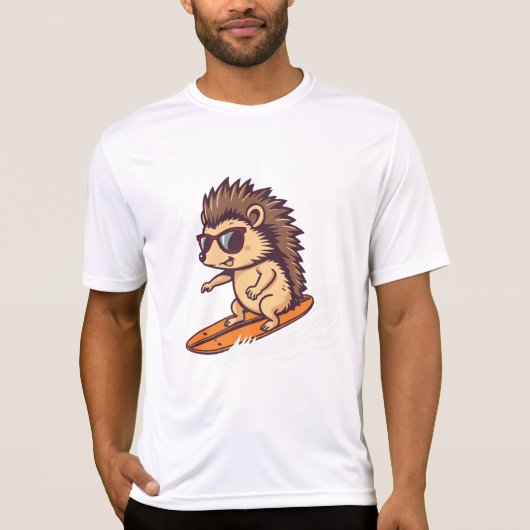 Surfender Igel mit Sonnenbrille T-Shirt (Vorderseite)
