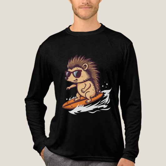 Surfender Igel mit Sonnenbrille Tri-Blend Shirt (Vorderseite)