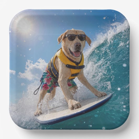 Surfender Labrador Retriever Pappteller (Vorderseite)