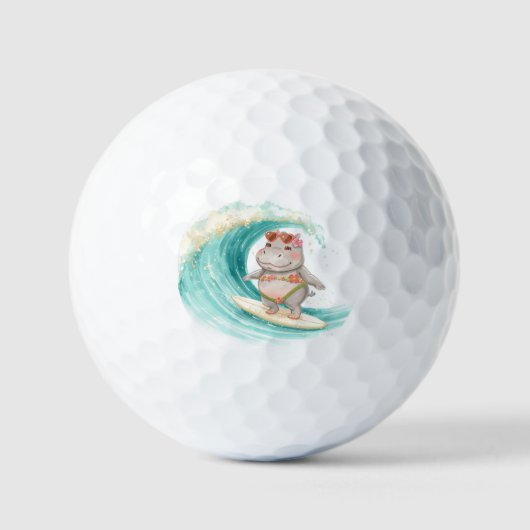 Surfender Nilpferd Weihnachts-Bikini auf großer We Golfball (Vorderseite)