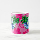 Surfender rosa Hibiskus Kaffeetasse (Mittel)
