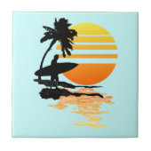 Surfender Sonnenaufgang Fliese (Vorderseite)