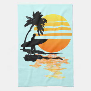 Surfender Sonnenaufgang Küchentuch