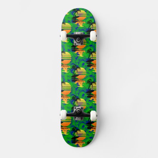 Surfender Sonnenuntergang Skateboard (Vorderseite)