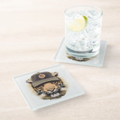 Surfender Tiger Glasuntersetzer (Schrägansicht)