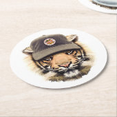 Surfender Tiger Runder Pappuntersetzer (Angewinkelt)