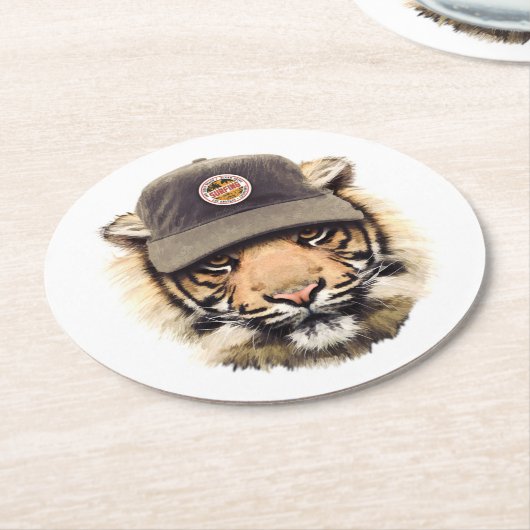Surfender Tiger Runder Pappuntersetzer (Angewinkelt)