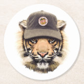 Surfender Tiger Runder Pappuntersetzer (Vorderseite)
