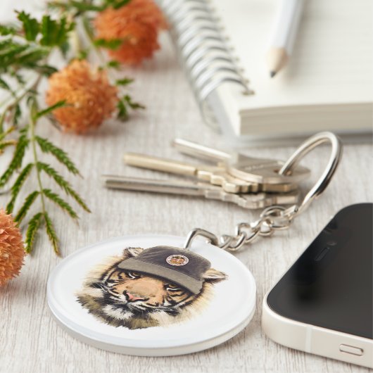 Surfender Tiger Schlüsselanhänger (Vorderseite rechts)