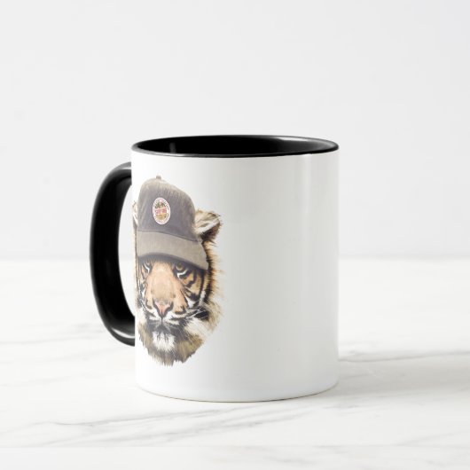 Surfender Tiger Tasse (Vorderseite Links)