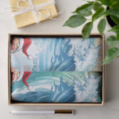 Surfender Weihnachtsmann auf großer Welle in Hawai Seidenpapier (Geschenk)