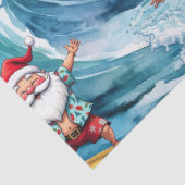 Surfender Weihnachtsmann auf großer Welle in Hawai Seidenpapier (Detail)