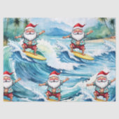Surfender Weihnachtsmann auf großer Welle in Hawai Seidenpapier (Vorderseite)