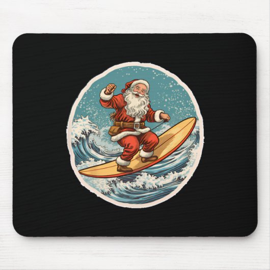 Surfender Weihnachtsmann auf Surfbrett Weihnachten Mousepad (Vorne)