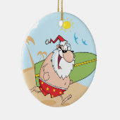 Surfender Weihnachtsmann Keramik Ornament (Rechts)