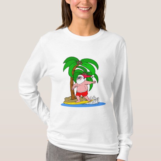 surfender Weihnachtsmann T-Shirt (Vorderseite)