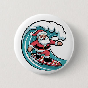 Surfender Weihnachtsmann Weihnachts-Strandsurfer-F Button