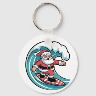 Surfender Weihnachtsmann Weihnachts-Strandsurfer-F Schlüsselanhänger