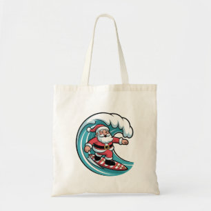 Surfender Weihnachtsmann Weihnachts-Strandsurfer-F Tragetasche