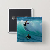 Surfendes Art-quadratisches Button (Vorne & Hinten)