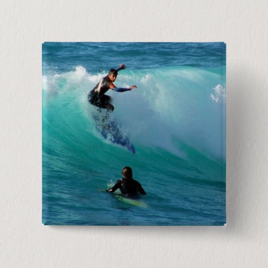 Surfendes Art-quadratisches Button (Vorderseite)