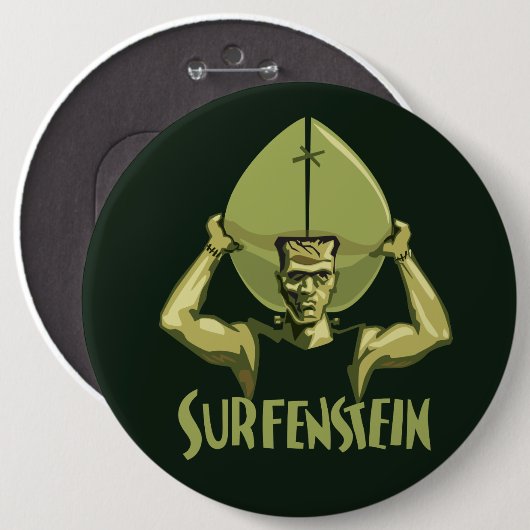 Surfendes Halloween Frankenstein Button (Vorne & Hinten)
