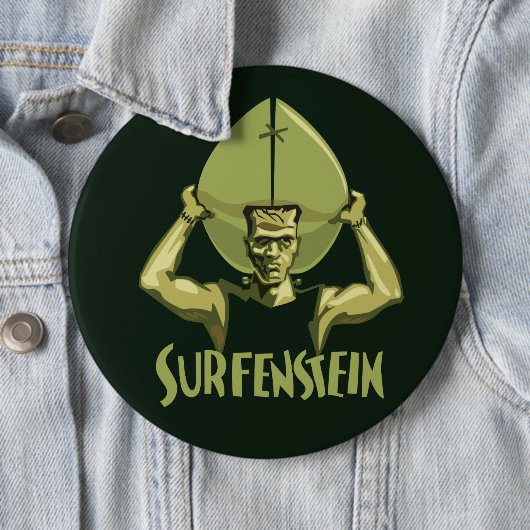 Surfendes Halloween Frankenstein Button (Beispiel)