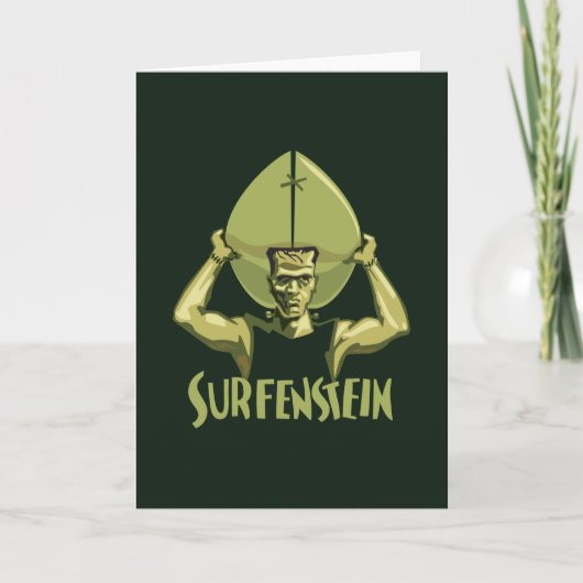 Surfendes Halloween Frankenstein Karte (Vorderseite)