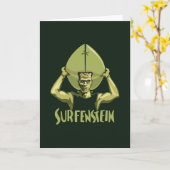 Surfendes Halloween Frankenstein Karte (Gelbe Blume)