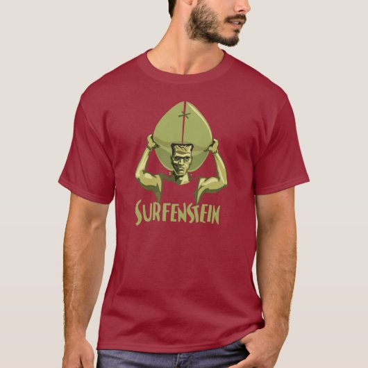 Surfendes Halloween Frankenstein T-Shirt (Vorderseite)