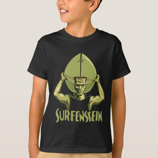 Surfendes Halloween Frankenstein T-Shirt (Vorderseite)