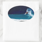 surfendes Indonesien nias Luft-Rückseite blowtail Ovaler Aufkleber (Tasche)