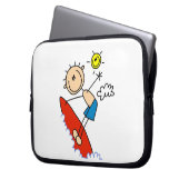 Surfendes Jungen-Strichmännchen Laptopschutzhülle (Vorderseite Links)